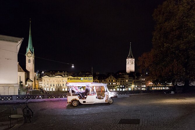 Zurich eTukTuk Private Tour - with Cheese Fondue and Wine - Niederdorf, Predigerplatz, and the Rathaus